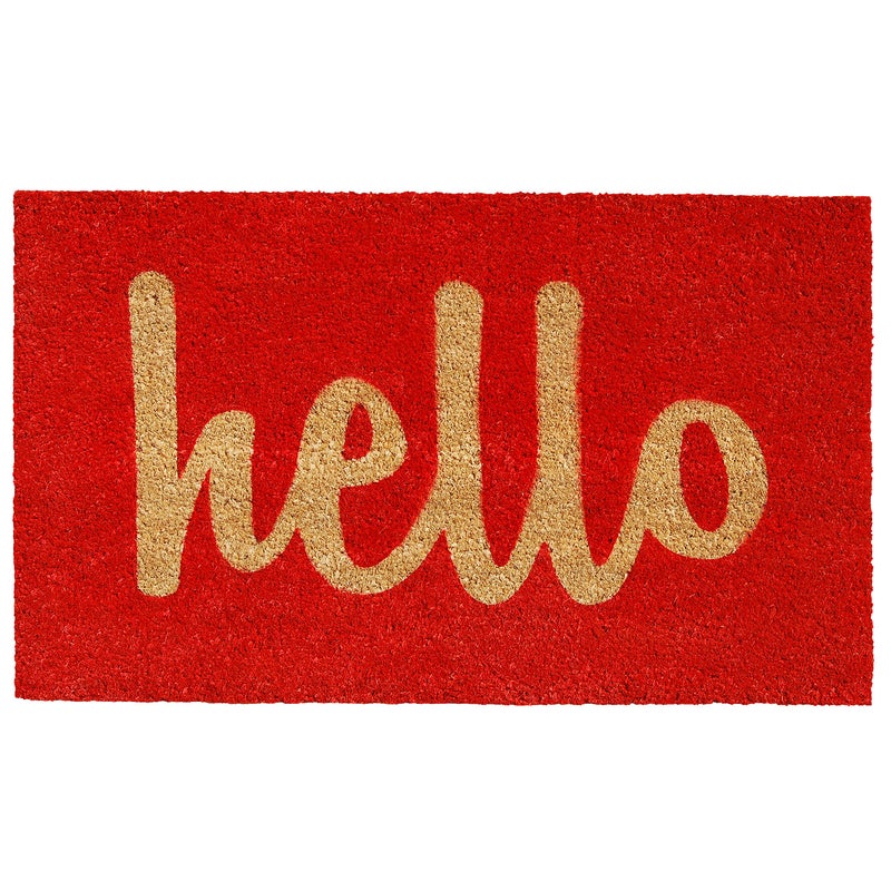 Calloway Mills 100301729RNS Script Hello Doormat, 17" x 29", Red/Natural - Image 1
